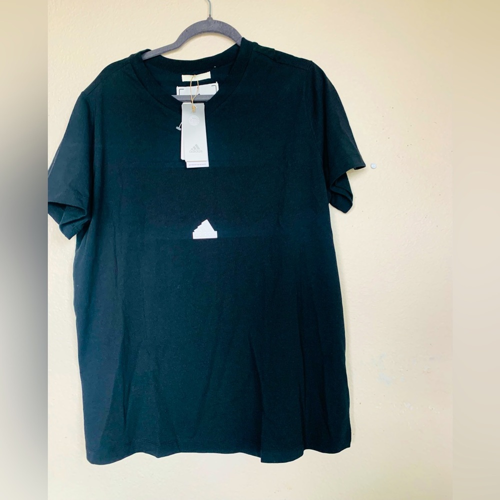 NWT women black plus size 1X Adidas logo design top